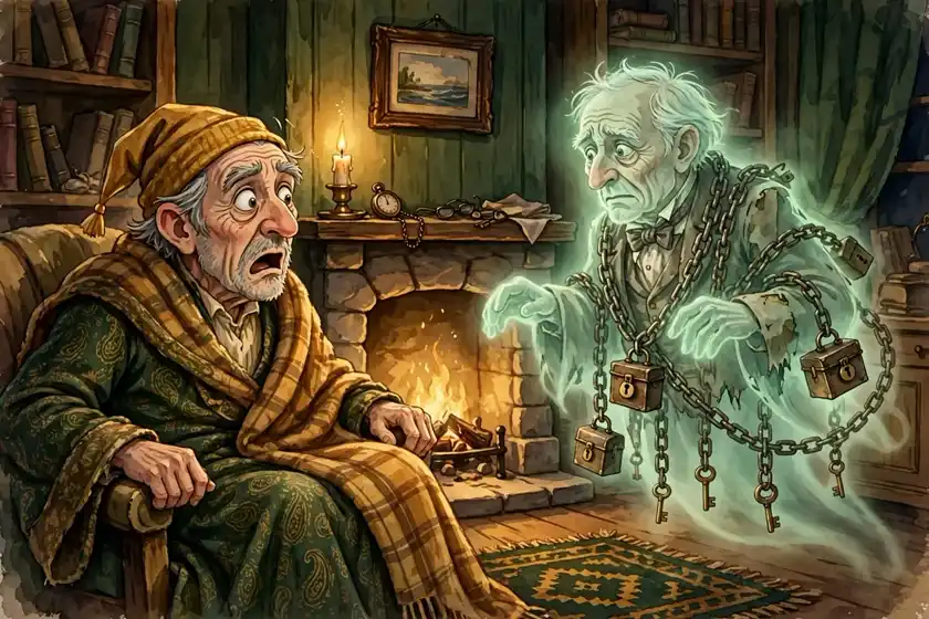 Cartoon illustration for Stave I: Marley’s Ghost