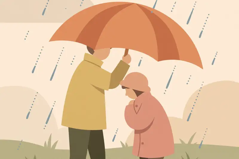 Two figures exchanging a small bridge of words between them