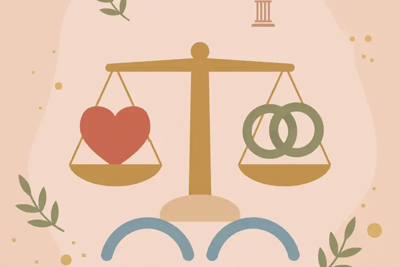 Balanced scales with a heart on one side